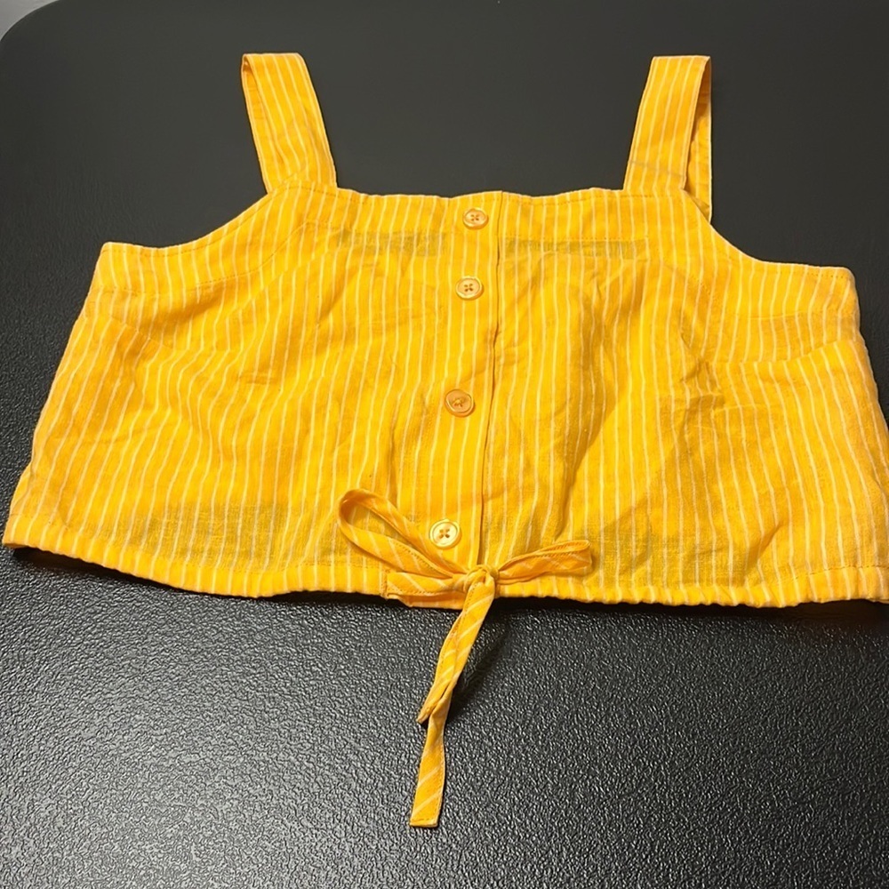 YELLOW & white stripe A New Day crop top - summer, spring, stretchy, small